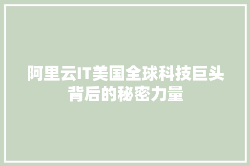 阿里云IT美国全球科技巨头背后的秘密力量 搜狗SEO
