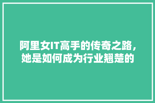阿里女IT高手的传奇之路，她是如何成为行业翘楚的