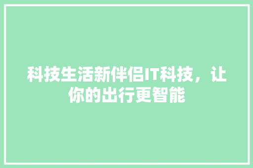 科技生活新伴侣IT科技，让你的出行更智能