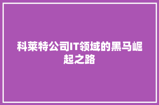 科莱特公司IT领域的黑马崛起之路 搜狗SEO