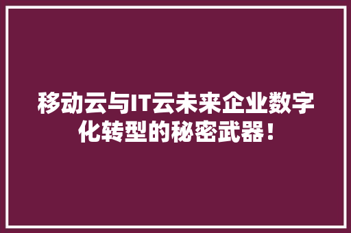 移动云与IT云未来企业数字化转型的秘密武器！ 百度SEO