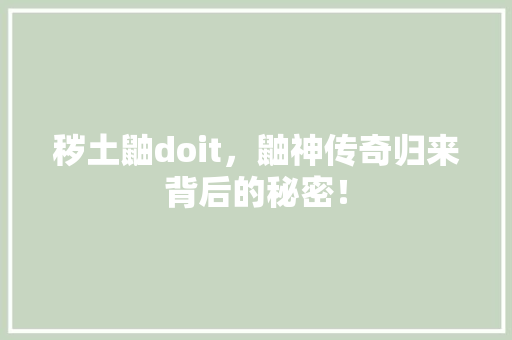 秽土鼬doit，鼬神传奇归来背后的秘密！ 必应SEO