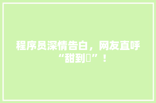 程序员深情告白，网友直呼“甜到齁”！ 神马SEO