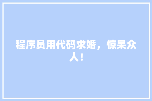 程序员用代码求婚，惊呆众人！ 必应SEO