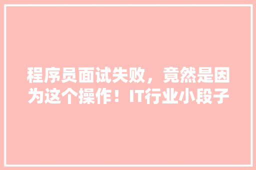 程序员面试失败，竟然是因为这个操作！IT行业小段子！ 必应SEO