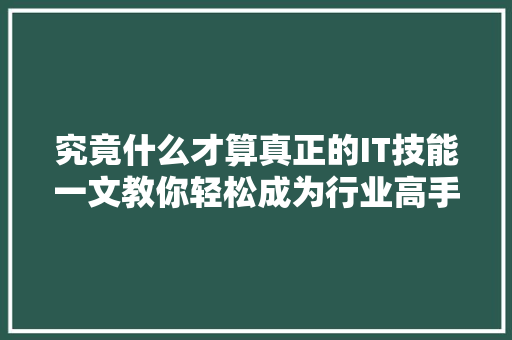 究竟什么才算真正的IT技能一文教你轻松成为行业高手！ 神马SEO