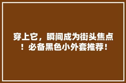 穿上它，瞬间成为街头焦点！必备黑色小外套推荐！ 神马SEO