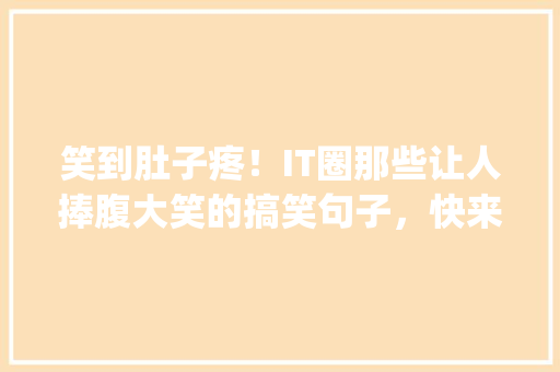 笑到肚子疼！IT圈那些让人捧腹大笑的搞笑句子，快来get你的快乐源泉！ 百度SEO