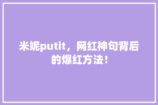 米妮putit，网红神句背后的爆红方法！ 搜狗SEO