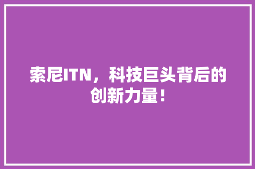 索尼ITN，科技巨头背后的创新力量！ 神马SEO
