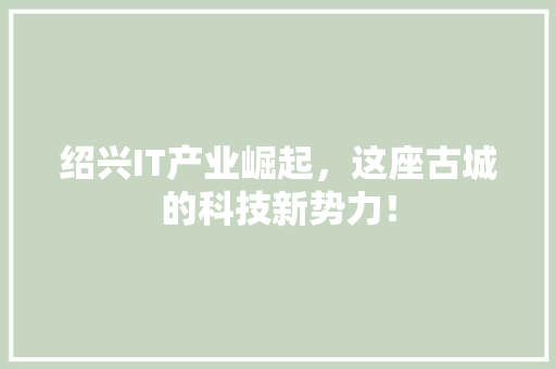 绍兴IT产业崛起，这座古城的科技新势力！ GoogleSEO
