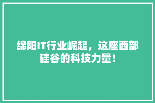绵阳IT行业崛起，这座西部硅谷的科技力量！ 百度SEO