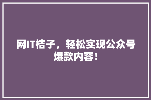 网IT桔子，轻松实现公众号爆款内容！ 搜狗SEO