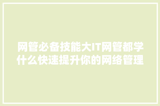网管必备技能大IT网管都学什么快速提升你的网络管理能力！ GoogleSEO