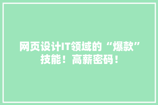 网页设计IT领域的“爆款”技能！高薪密码！ 必应SEO