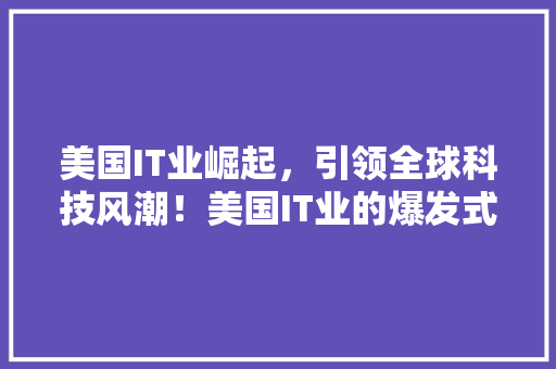 美国IT业崛起，引领全球科技风潮！美国IT业的爆发式增长！ 神马SEO