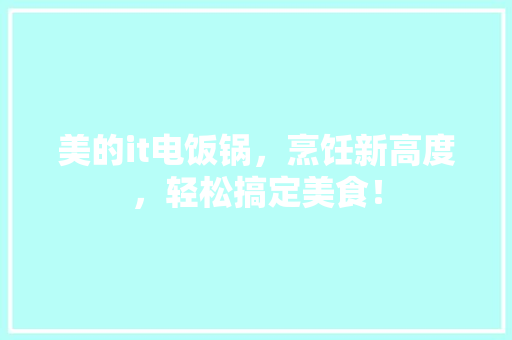 美的it电饭锅，烹饪新高度，轻松搞定美食！ 必应SEO