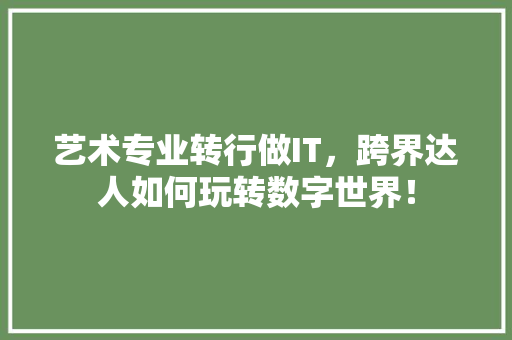 艺术专业转行做IT，跨界达人如何玩转数字世界！ 必应SEO