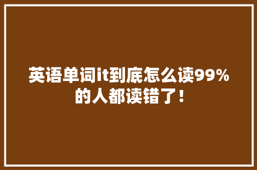 英语单词it到底怎么读99%的人都读错了！ 必应SEO