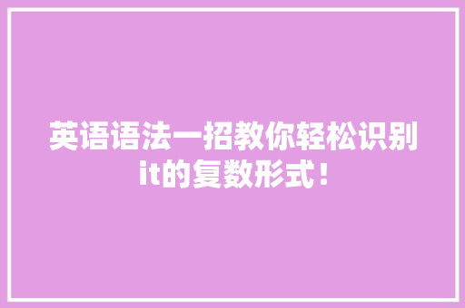 英语语法一招教你轻松识别it的复数形式！ 必应SEO