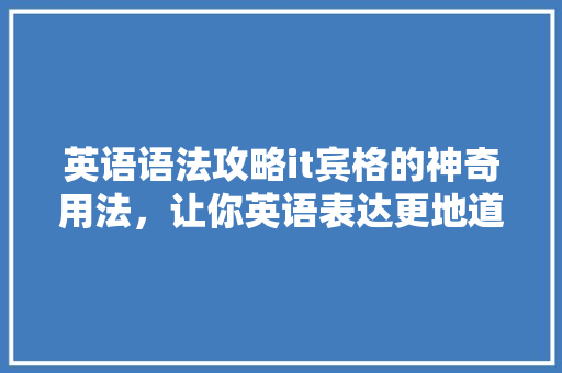 英语语法攻略it宾格的神奇用法，让你英语表达更地道！ 神马SEO