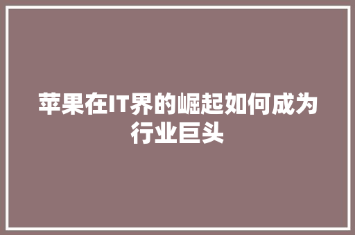 苹果在IT界的崛起如何成为行业巨头 神马SEO
