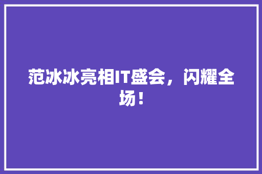 范冰冰亮相IT盛会，闪耀全场！ 搜狗SEO