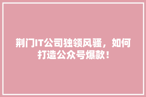荆门IT公司独领风骚，如何打造公众号爆款！ 必应SEO