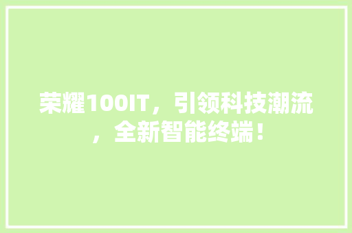 荣耀100IT，引领科技潮流，全新智能终端！ GoogleSEO