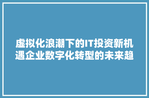 虚拟化浪潮下的IT投资新机遇企业数字化转型的未来趋势 必应SEO