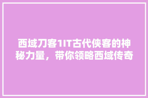 西域刀客1IT古代侠客的神秘力量，带你领略西域传奇风采！ 百度SEO