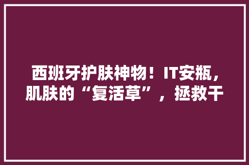 西班牙护肤神物！IT安瓶，肌肤的“复活草”，拯救干燥肌 必应SEO