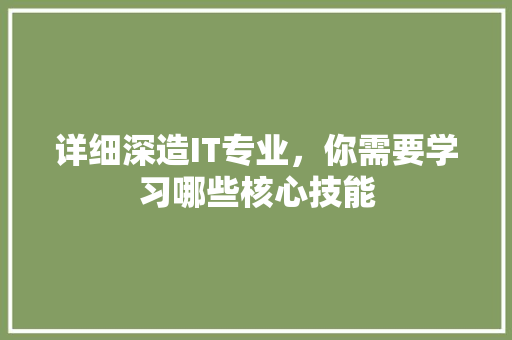 详细深造IT专业，你需要学习哪些核心技能 搜狗SEO