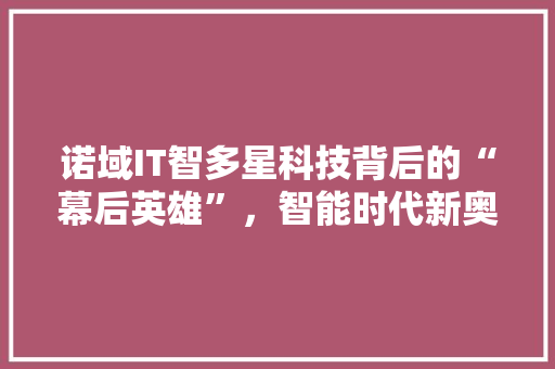 诺域IT智多星科技背后的“幕后英雄”，智能时代新奥秘！ GoogleSEO