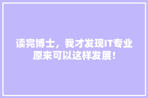 读完博士，我才发现IT专业原来可以这样发展！ 百度SEO