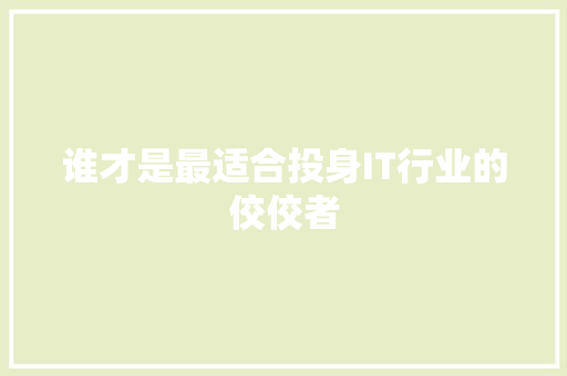 谁才是最适合投身IT行业的佼佼者 百度SEO
