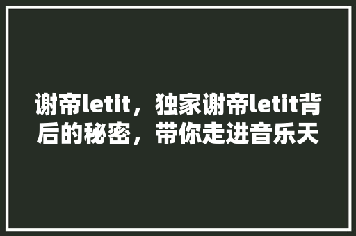 谢帝letit，独家谢帝letit背后的秘密，带你走进音乐天才的内心世界 神马SEO