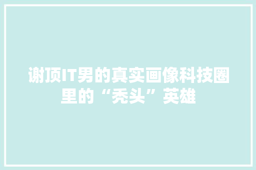 谢顶IT男的真实画像科技圈里的“秃头”英雄 搜狗SEO