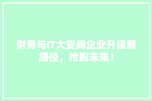 财务与IT大变局企业升级新路径，抢跑未来！ GoogleSEO