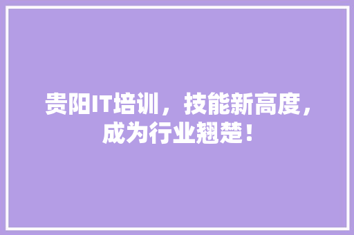 贵阳IT培训，技能新高度，成为行业翘楚！ GoogleSEO