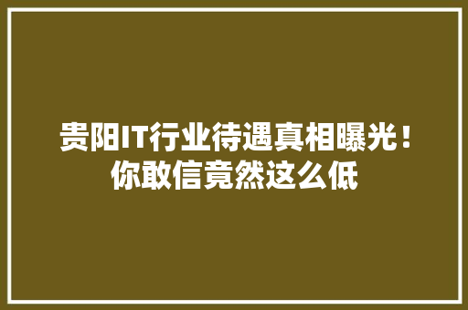 贵阳IT行业待遇真相曝光！你敢信竟然这么低 搜狗SEO
