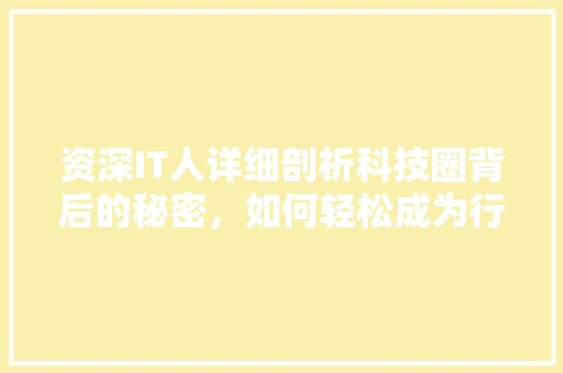 资深IT人详细剖析科技圈背后的秘密，如何轻松成为行业高手！ 搜狗SEO