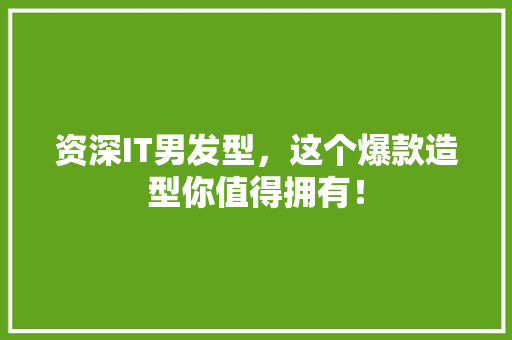 资深IT男发型，这个爆款造型你值得拥有！ 必应SEO