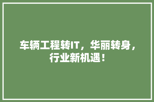 车辆工程转IT，华丽转身，行业新机遇！ 百度SEO