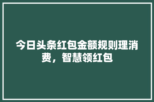今日头条红包金额规则理消费，智慧领红包 必应SEO