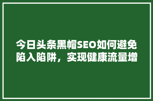今日头条黑帽SEO如何避免陷入陷阱，实现健康流量增长 百度SEO