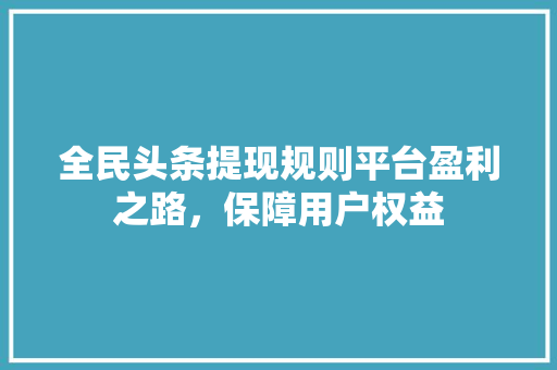 全民头条提现规则平台盈利之路，保障用户权益 必应SEO