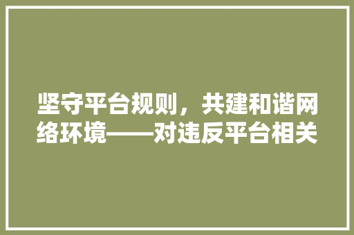 坚守平台规则，共建和谐网络环境——对违反平台相关规则的反思与警示 GoogleSEO