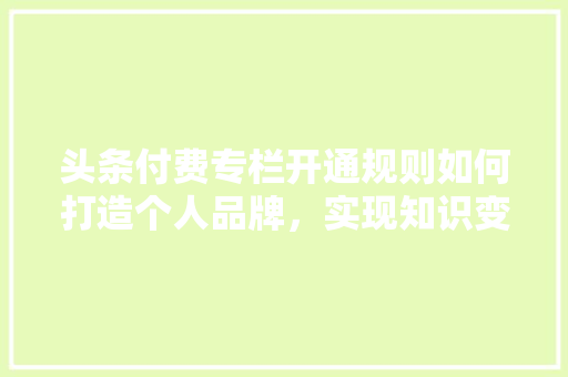 头条付费专栏开通规则如何打造个人品牌，实现知识变现 必应SEO