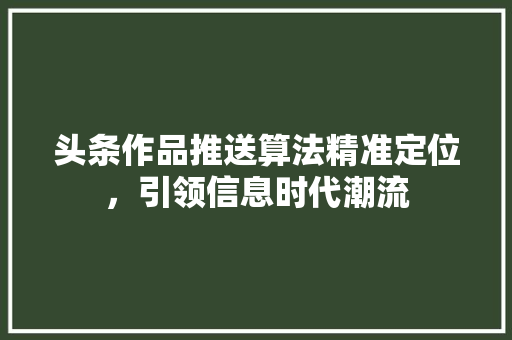 头条作品推送算法精准定位，引领信息时代潮流 GoogleSEO